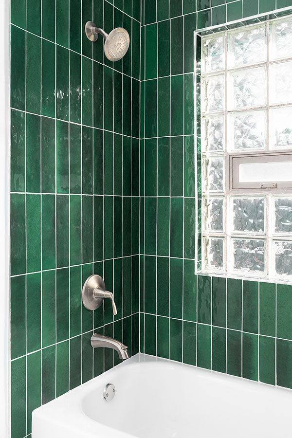 Custom walk-in shower tile with built-in niche